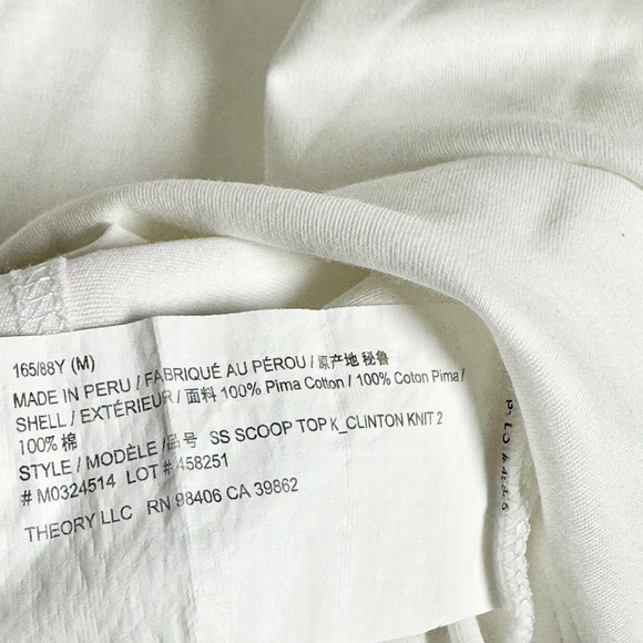 Theory Puff-Sleeve Scoop Top Clinton Knit White Top Sz M - Picture 4 of 7